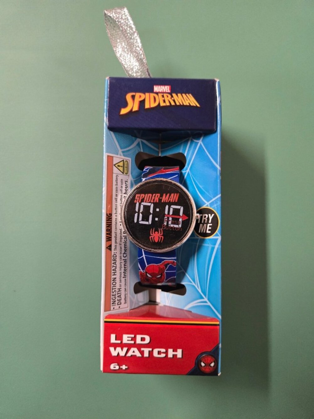 Boys Spiderman LED Watch 6+ Years - Round Case - Blue Strap - NIB
